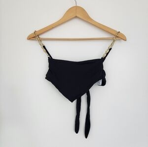 WeWoreWhat Black Bikini Top Gold Shell Strap XS